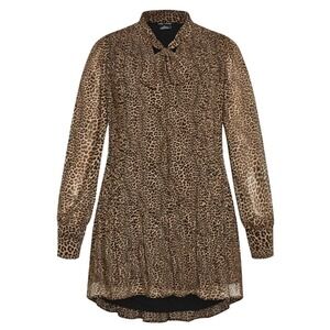 City Chic Dress Plus 16 1X S Leopard Sexy Shirtdress NWT